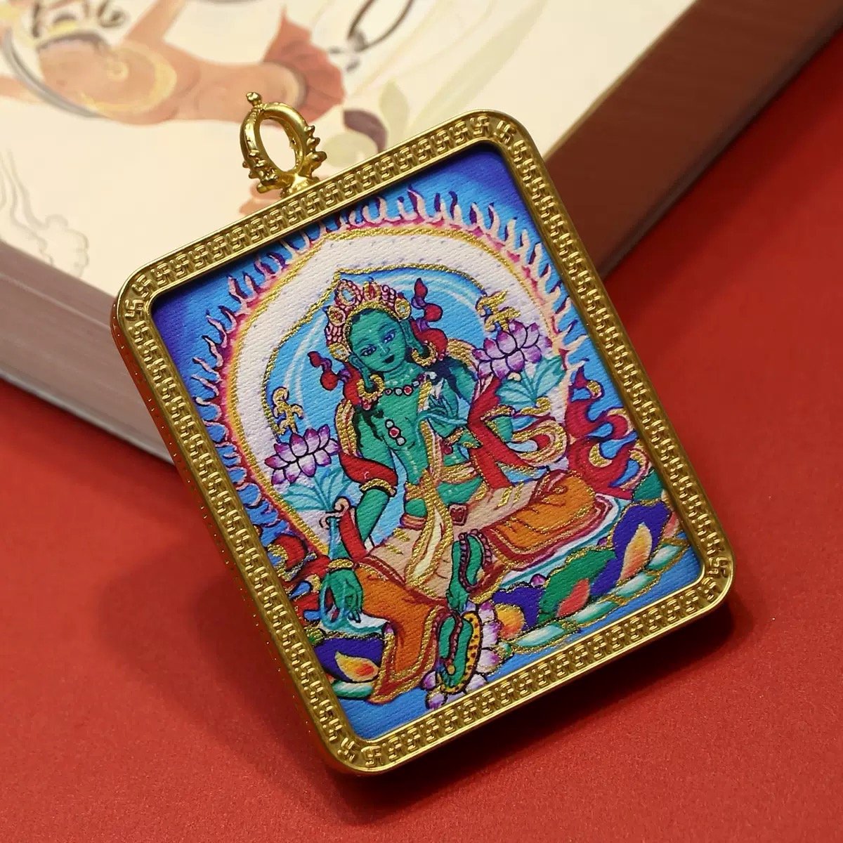 Green Tara Tangka Portable Thangka Buddha Plaque05