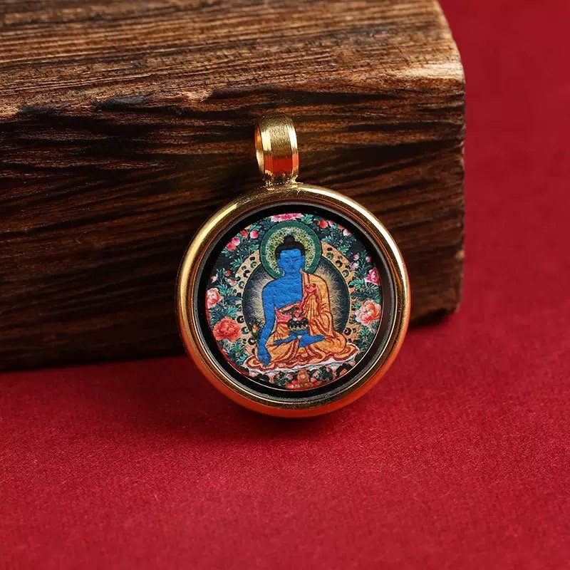 Medicine Buddha Thangka Portable Thangka Buddha Plaque Circle